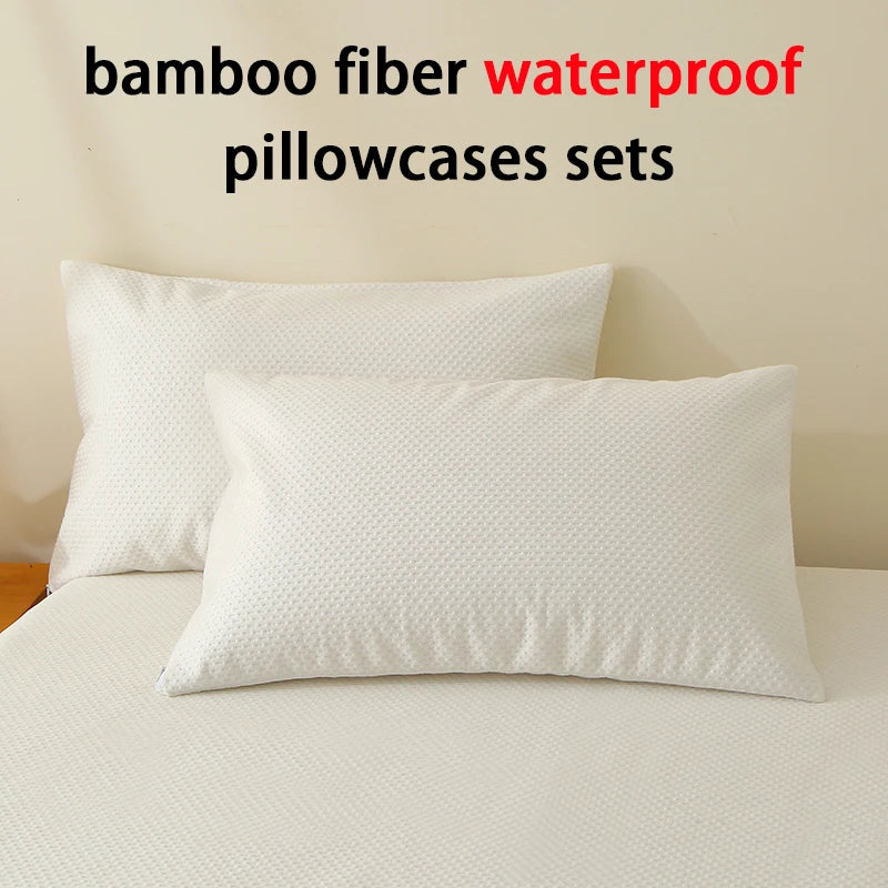 50x65/50x70/50x75/50x90cm Queen King Bamboo Fiber Cooling Waterproof Neck Pillow Case Covers Decorative Pillowcase With Zipper